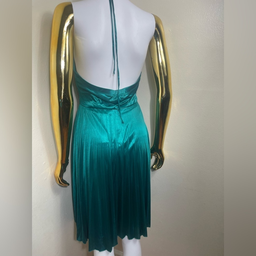 Candie's Teal green holiday dinner y2k Backless Halter midi Dress size M - Picture 2 of 5